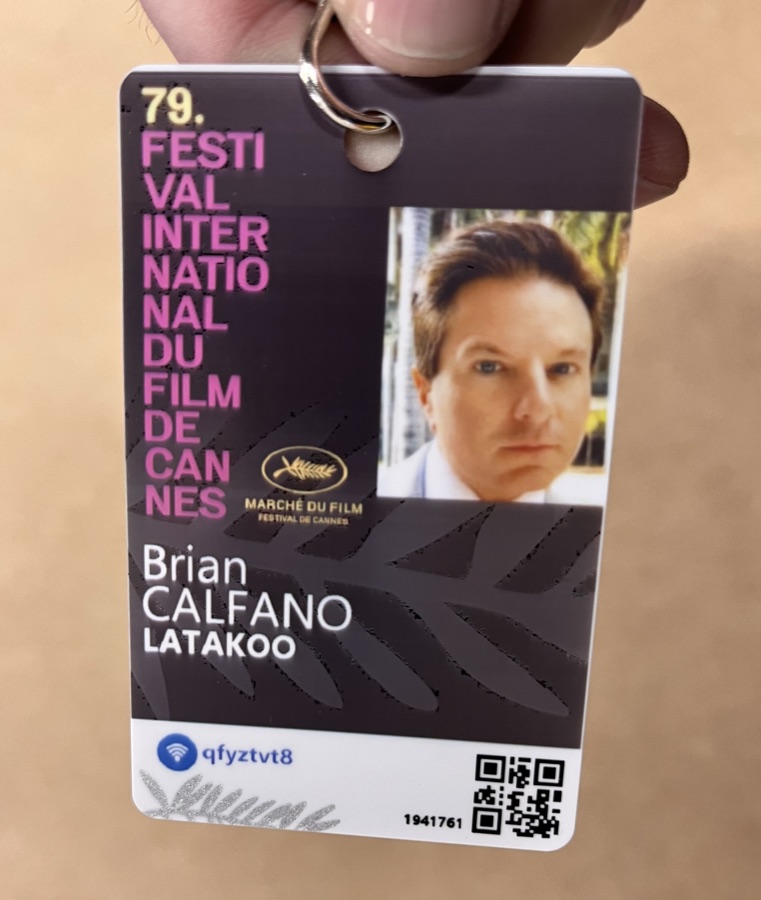 Brian Calfano's 79th Festival de Cannes Marche du Film credential for latakoo