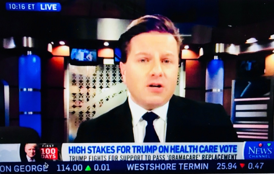 Brian Calfano live on CTV News Channel discussing high stakes for Trump on the health care vote