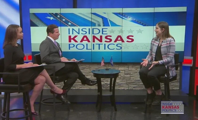 Brian Calfano co-hosting Inside Kansas Politics on KSNT with a colleague and guest in studio